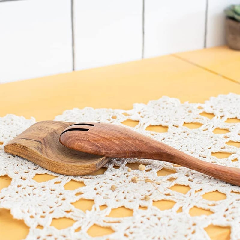 Heat Resistant Wooden Spoon Rest Ladle Holder Acacia Wood Kitchen Tableware Storage Rack for Cooking Utensil Organization - Image 5
