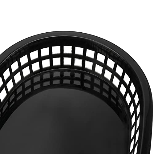 KOHAND 24 Pack Black Fast Food Serving Basket - 11 x 7 Inch Plastic Oval Shaped for Deli Service, Bread, Hot Dog, Burgers, Sandwiches, Fries, Barbecues - Image 3