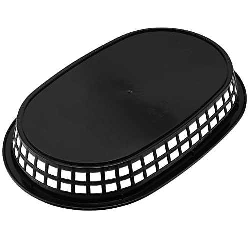 KOHAND 24 Pack Black Fast Food Serving Basket - 11 x 7 Inch Plastic Oval Shaped for Deli Service, Bread, Hot Dog, Burgers, Sandwiches, Fries, Barbecues - Image 4