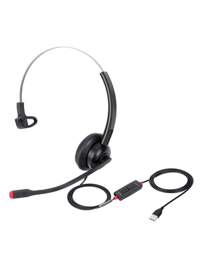 Captaintech USB Headset with Microphone - Noise Cancelling Mic, PC Laptop Computer Headphone for Home Office, Online Class Skype Zoom - Image 1