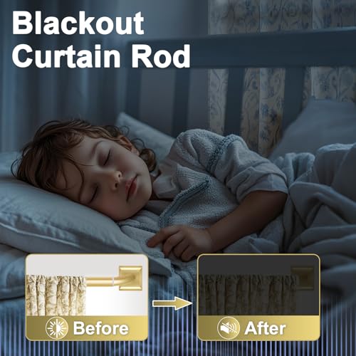 RBYCOS Gold Curtain Rods for Windows 48-90Inch(4-7.5ft) Heavy Duty Wrap Around Blackout Curtain Rods,Adjustable Room Darkening Drapery Rod for Bedroom, Living Room, Sliding Door & Outdoor Patio - Image 4