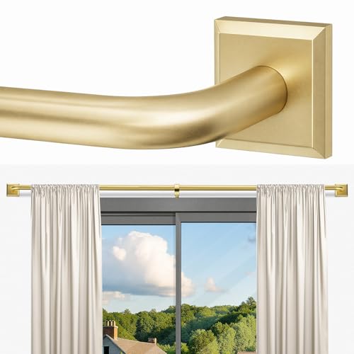 RBYCOS Gold Curtain Rods for Windows 48-90Inch(4-7.5ft) Heavy Duty Wrap Around Blackout Curtain Rods,Adjustable Room Darkening Drapery Rod for Bedroom, Living Room, Sliding Door & Outdoor Patio - Image 1