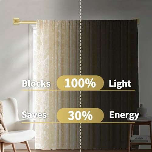 RBYCOS Gold Curtain Rods for Windows 48-90Inch(4-7.5ft) Heavy Duty Wrap Around Blackout Curtain Rods,Adjustable Room Darkening Drapery Rod for Bedroom, Living Room, Sliding Door & Outdoor Patio - Image 3