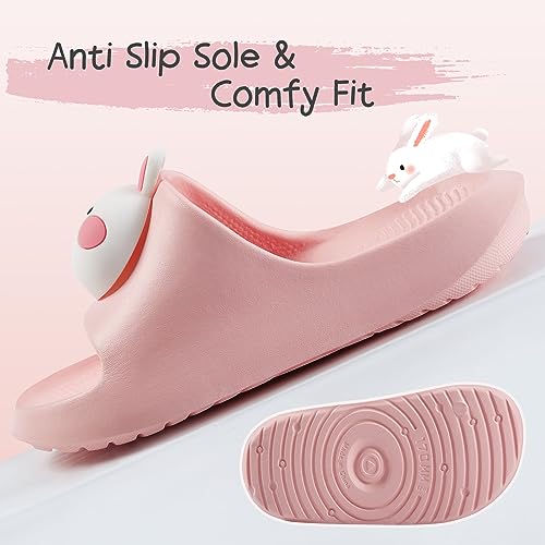 Drecage Bunny Toddler Slides Slipper Unisex Child Boys Girls Slide Sandals for Kids Flip Flops Compfy Shower Slippers Beach Garden Shoes Pink Bunny Toddler 6-6.5 - Image 4