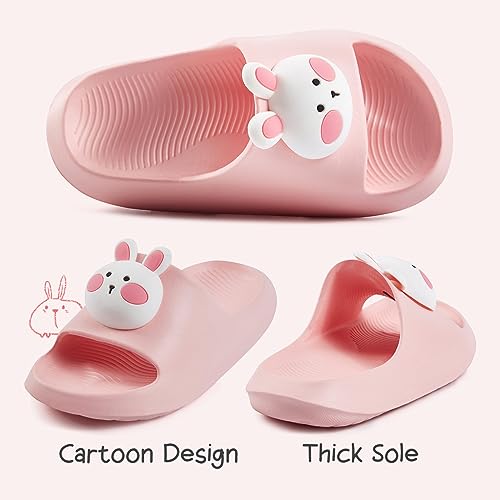 Drecage Bunny Toddler Slides Slipper Unisex Child Boys Girls Slide Sandals for Kids Flip Flops Compfy Shower Slippers Beach Garden Shoes Pink Bunny Toddler 6-6.5 - Image 5