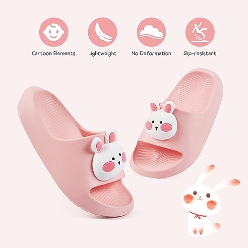 Drecage Bunny Toddler Slides Slipper Unisex Child Boys Girls Slide Sandals for Kids Flip Flops Compfy Shower Slippers Beach Garden Shoes Pink Bunny Toddler 6-6.5 - Image 2