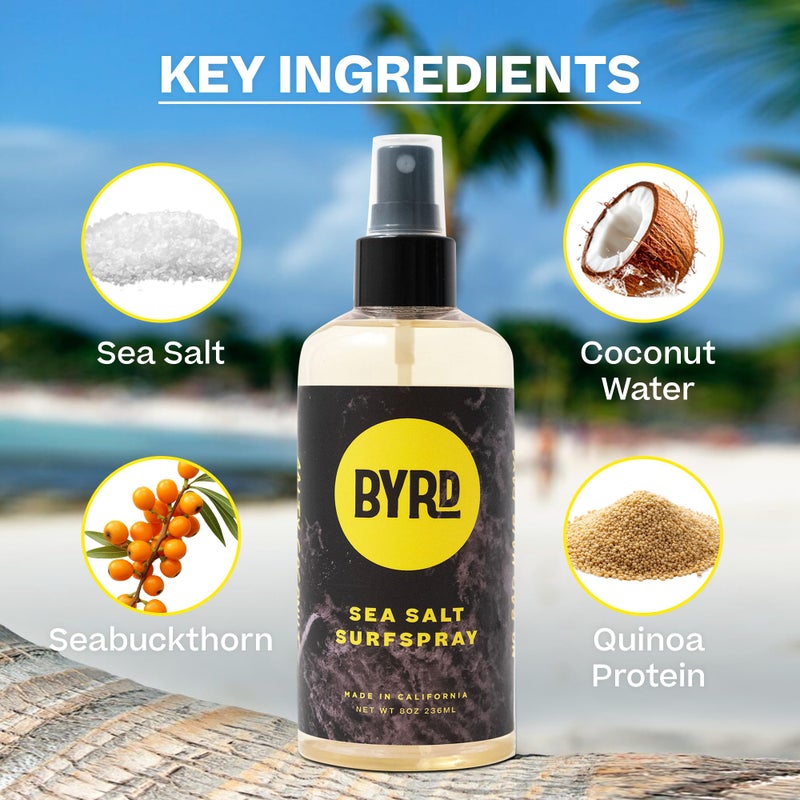BYRD Hairdo Products Byrd Sea Salt Surfspray, Salty Coconut Scent, Texturizing and Volumizing Sea Salt Spray for Men for Hydrated, Shiny Surfer Hair, Safe for All Hair Types, 8 Fl Oz - Texture Spray - Image 3