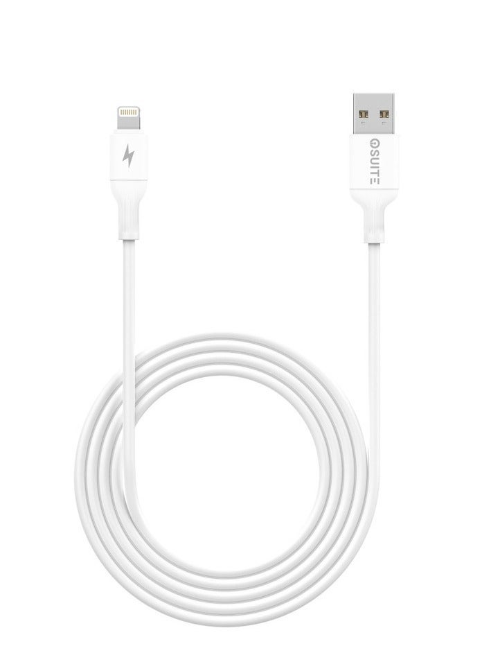 iOsuite TPE Cable (USB-A) TO (Lightning)  - 1M length - White - DC11,2.1A stable charging with pure copper core, 5000 times bend lifespan. - Image 3