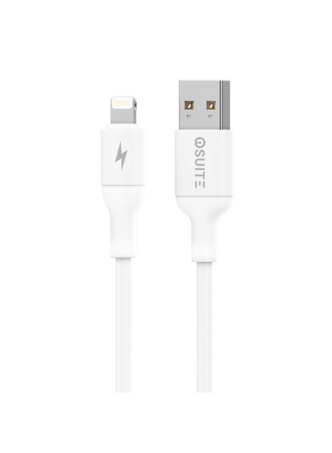 iOsuite TPE Cable (USB-A) TO (Lightning)  - 1M length - White - DC11,2.1A stable charging with pure copper core, 5000 times bend lifespan. - Image 2