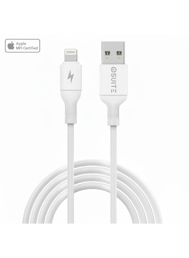 ايوسويت كابل iOsuite من USB-A إلى Lightning بطول 1 متر، معتمد Apple MFi، شحن سريع 2.1 أمبير ونقل بيانات 480Mbps، متوافق مع iPhone 14/13/12/11/XS/XR/X/8/7/6 وآيباد وآيبود – أبيض (DC11) - Image 1
