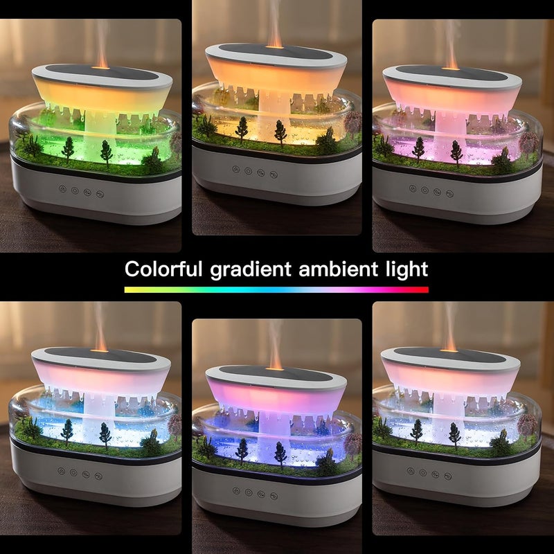 BLOIMP Essential Oil Diffuser 250ML Cloud Humidifier Rain Water Drip Diffuser Humidifier with Drip Music Micro Landscape Ultrasonic Diffuser for Bedroom Office Hotel (White Grey) - Image 2