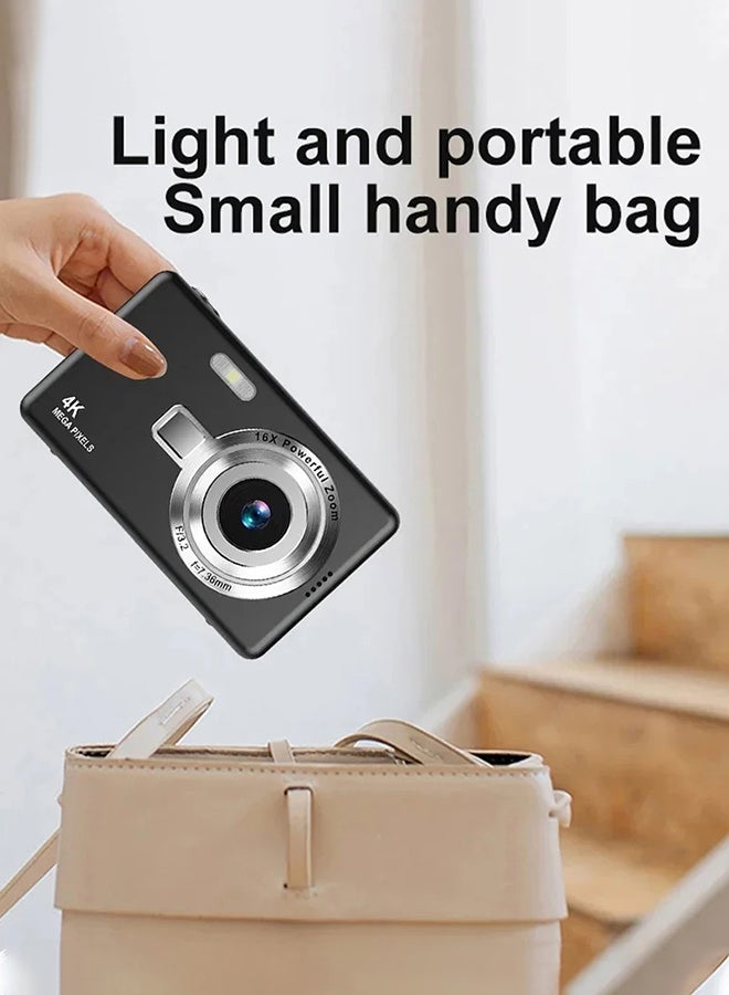 4K Digital Camera for Photography and Video Recording Cameras,with 64G Card, 96MP 2.4'' Autofocus Vlogging Compact Camera For Beginner Kids Gifts - Image 5