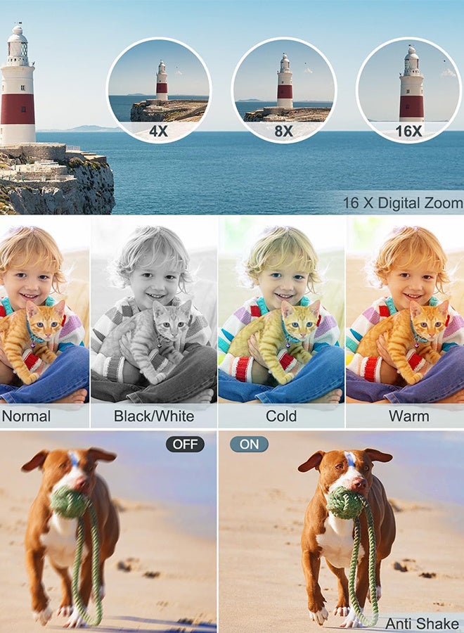 4K Digital Camera for Photography and Video Recording Cameras,with 64G Card, 96MP 2.4'' Autofocus Vlogging Compact Camera For Beginner Kids Gifts - Image 4