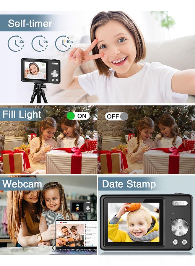 4K Digital Camera for Photography and Video Recording Cameras,with 64G Card, 96MP 2.4'' Autofocus Vlogging Compact Camera For Beginner Kids Gifts - Image 2