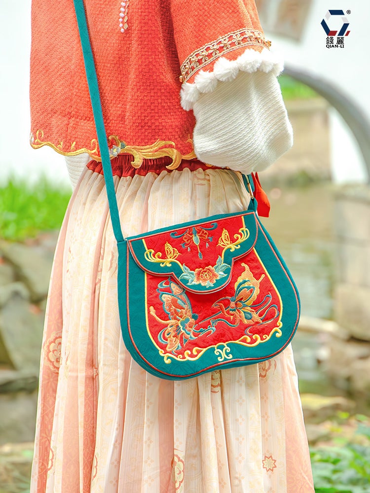 [Point State] New Chinese Embroidery Goods Lang Bag Antique Chinese Clothing Accessories Bag Joker Diagonal Cloth Bag - Image 5