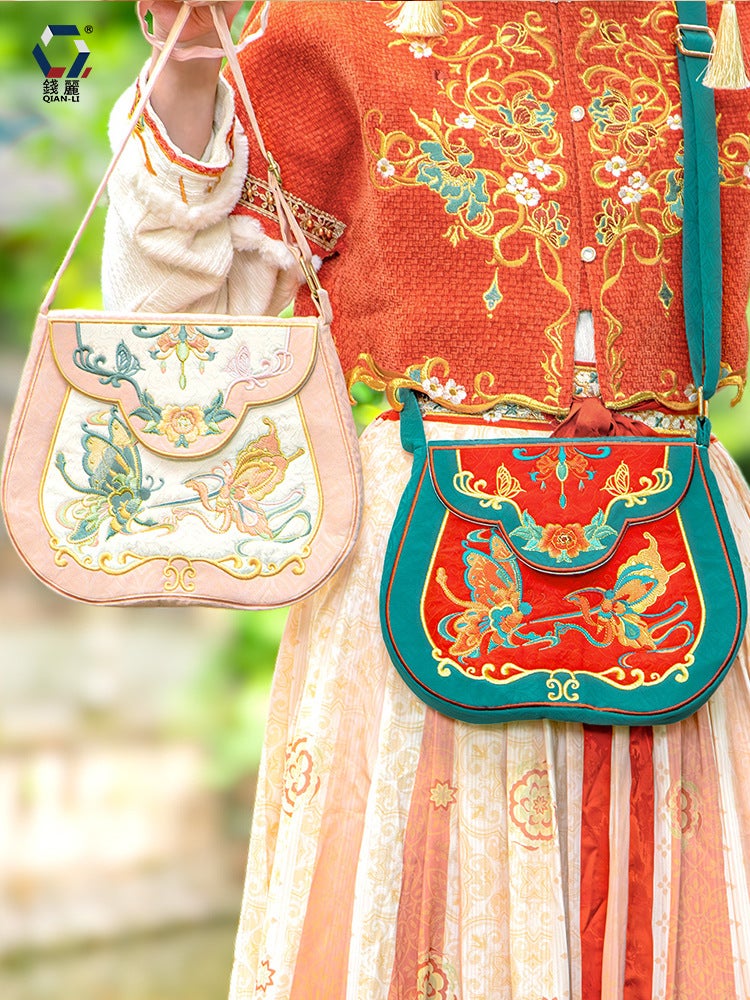 [Point State] New Chinese Embroidery Goods Lang Bag Antique Chinese Clothing Accessories Bag Joker Diagonal Cloth Bag - Image 2