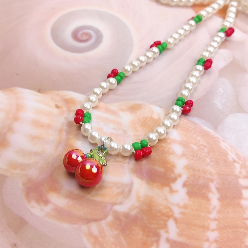 cioatu Phone Charms Cute Cherry Butterfly Cell Phone Lanyard Strap Wrist Strap for Bag Airpods Camera Pendants Decor (Pearl Cherry) - Image 5