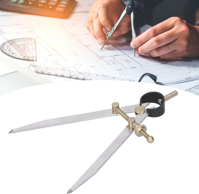 Spacing Gauge Adjustable Wing Divider, Leather Craft Drawing Compasses, Professional Carbon Steel Brass Tool with Quick Nuts, 4in/6in/8in Sizes for Woodworking, Arc Drawing and Edg (6") - Image 2