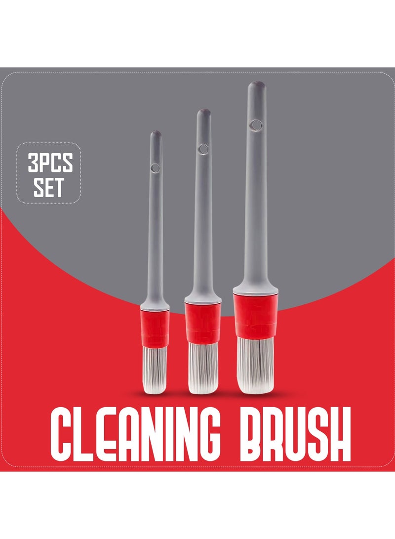 مجموعة 3 قطع من فرش التفاصيل ذات الشعيرات الناعمة للديكور الداخلي للسيارة وتنظيف المنزل - Image 1