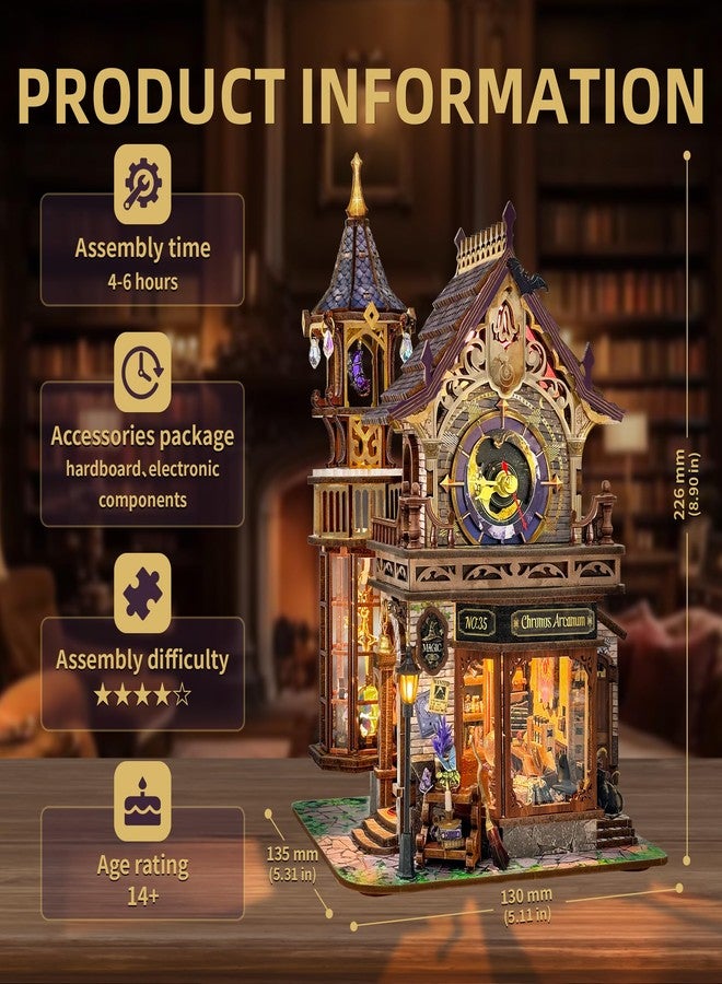 STRUCWOOD 3D Wooden Puzzle for Adults, DIY Miniature House Kit with 3 - Mode Interactive Micro - World Model, Great for Gifting, Relaxation & Decor- Time Magic Club (SQ-71) - Image 5