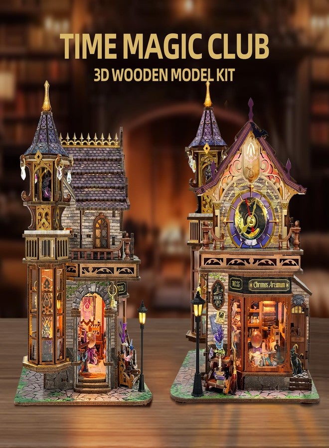 STRUCWOOD 3D Wooden Puzzle for Adults, DIY Miniature House Kit with 3 - Mode Interactive Micro - World Model, Great for Gifting, Relaxation & Decor- Time Magic Club (SQ-71) - Image 4