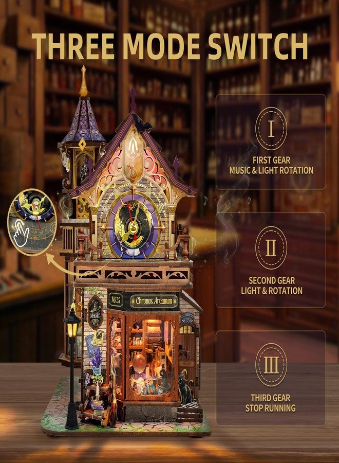 STRUCWOOD 3D Wooden Puzzle for Adults, DIY Miniature House Kit with 3 - Mode Interactive Micro - World Model, Great for Gifting, Relaxation & Decor- Time Magic Club (SQ-71) - Image 2