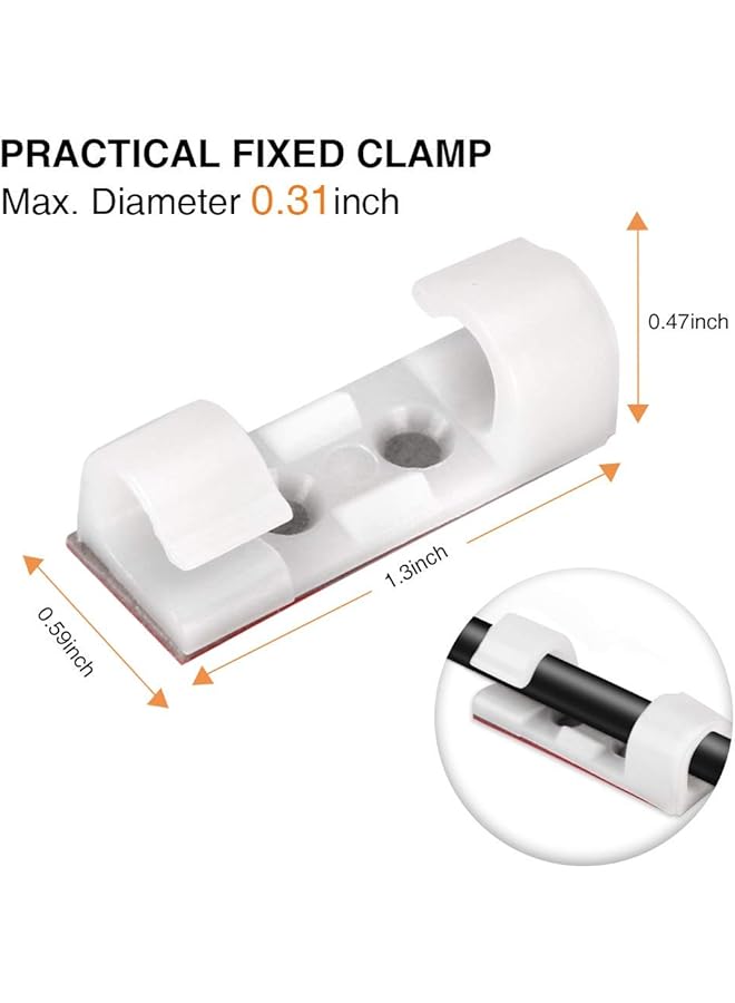 إيروريكس 30 قطعة من مشابك الكابلات القوية ذاتية اللصق مع مسامير مشابك إدارة الكابلات للتلفزيون والكمبيوتر الشخصي وحامل الأسلاك وربطات التثبيت اللاصقة ومشابك تنظيم إدارة الكابلات البلاستيكية المستديرة للمكتب باللون الأبيض - Image 2