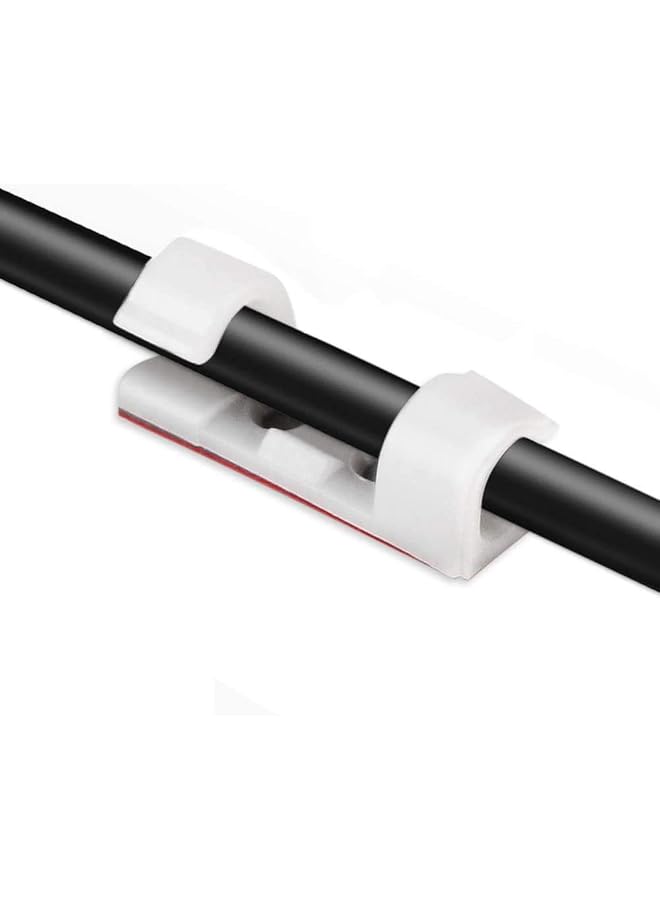 إيروريكس 30 قطعة من مشابك الكابلات القوية ذاتية اللصق مع مسامير مشابك إدارة الكابلات للتلفزيون والكمبيوتر الشخصي وحامل الأسلاك وربطات التثبيت اللاصقة ومشابك تنظيم إدارة الكابلات البلاستيكية المستديرة للمكتب باللون الأبيض - Image 1