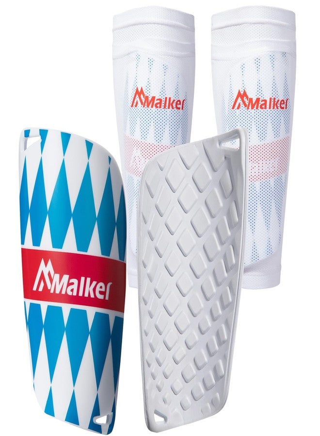 Malker Soccer Shin Guards for Kids Youth Adults Shin Guards Pads with Lower Leg Sleeves, Lightweight and Compact, Protective Soccer Equipment (White L) - Image 1