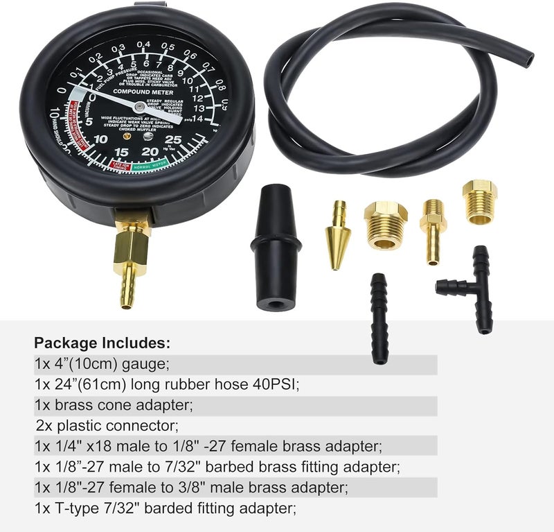 FreeTec Fuel Pump & Vacuum Tester Carburetor Valve Pressure Tester Gauge Kit for Cars and Trucks - Image 3