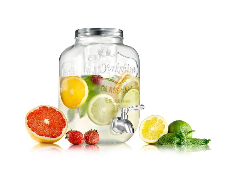 LVOOK Glass Beverage Beer Juice Mason Jar 4 LTR Dispenser for Party Event with 2 Free Mason Jars by Home-Cart - Image 4