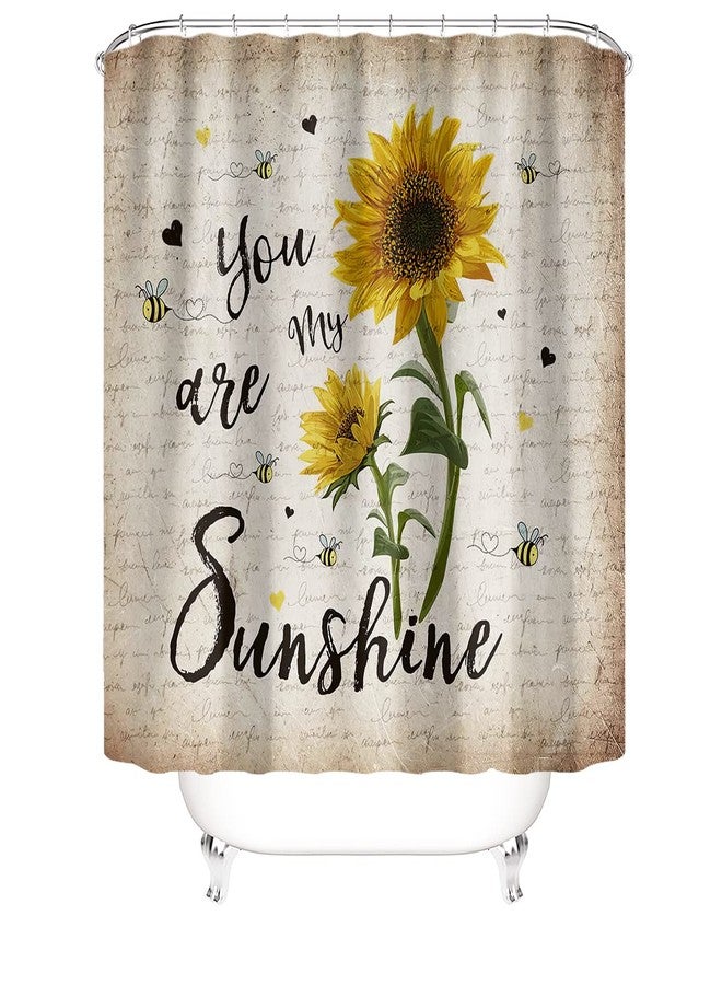 Mightree Bathroom Shower Curtains Sets 5 pcs, Waterproof Fabric Bathroom Curtain with 12 Hooks, Toilet Lid Cover and Bath Mat, Non-Slip Rug Foot mat, Beach Towel, Sunflower, Large - Image 4