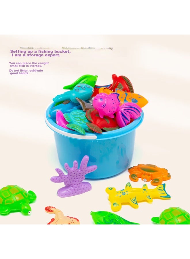 Babamama Dad Mom Fishing Toy, Fishing Pond, Children's Magnetic Fishing Rod, Can Be Filled With Water, Fishing Platform With Inflatable Bed, Fish Catching Toy, 50-piece Set - Image 4