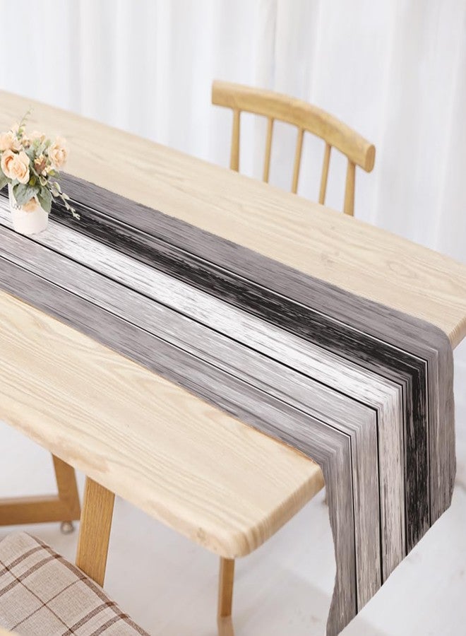 OYIMUA Grey Striped Vintage Table Runner, Rustic Farmhouse Style Kitchen Dining Table Decoration for Home Party Decor 13x90 Inch - Image 3