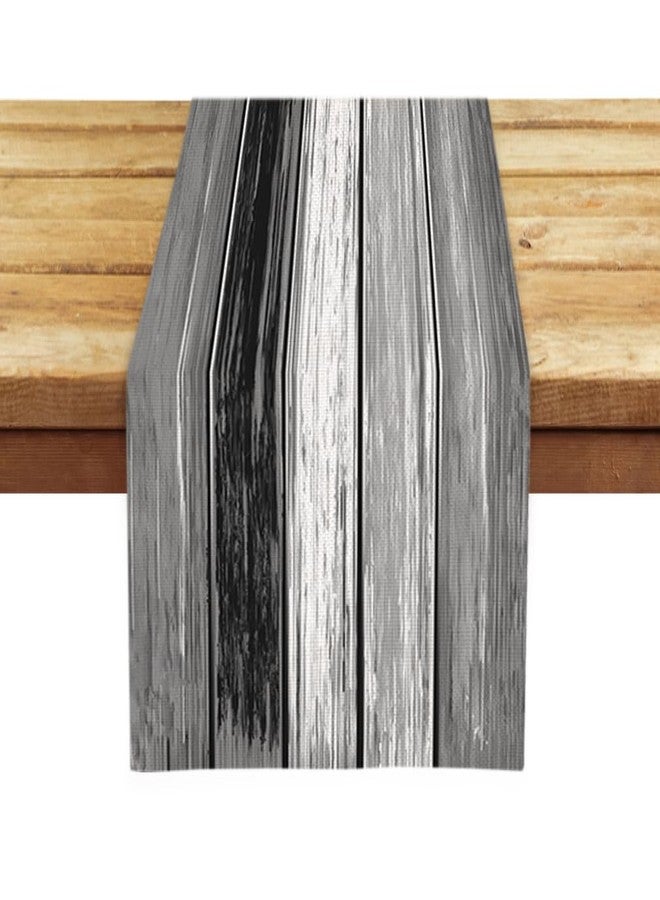 OYIMUA Grey Striped Vintage Table Runner, Rustic Farmhouse Style Kitchen Dining Table Decoration for Home Party Decor 13x90 Inch - Image 4
