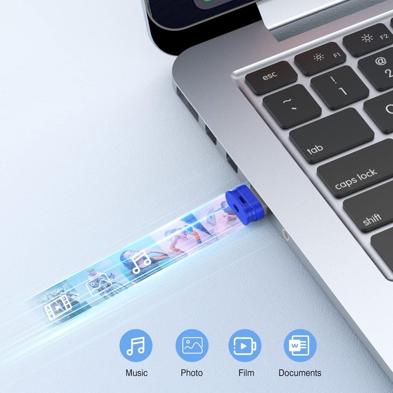 K&ZZ 16GB Mini Flash Drive 10 Pack 16 GB Small USB Flash Drives with Lanyard 16G Low Profile USB Drive Gig Thumb Drive Memory Stick (16GB, Blue) - Image 5