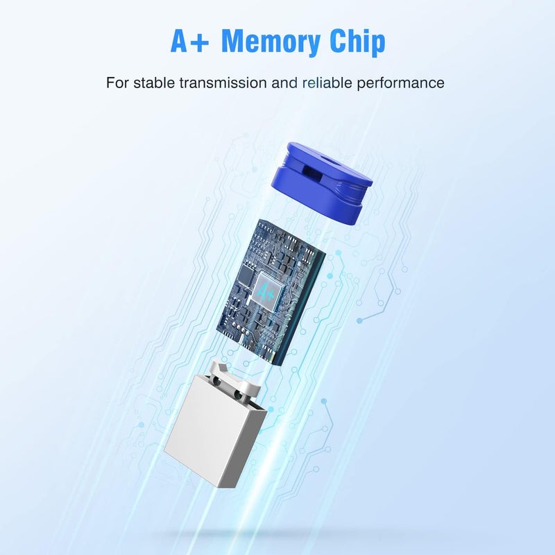 K&ZZ 16GB Mini Flash Drive 10 Pack 16 GB Small USB Flash Drives with Lanyard 16G Low Profile USB Drive Gig Thumb Drive Memory Stick (16GB, Blue) - Image 4