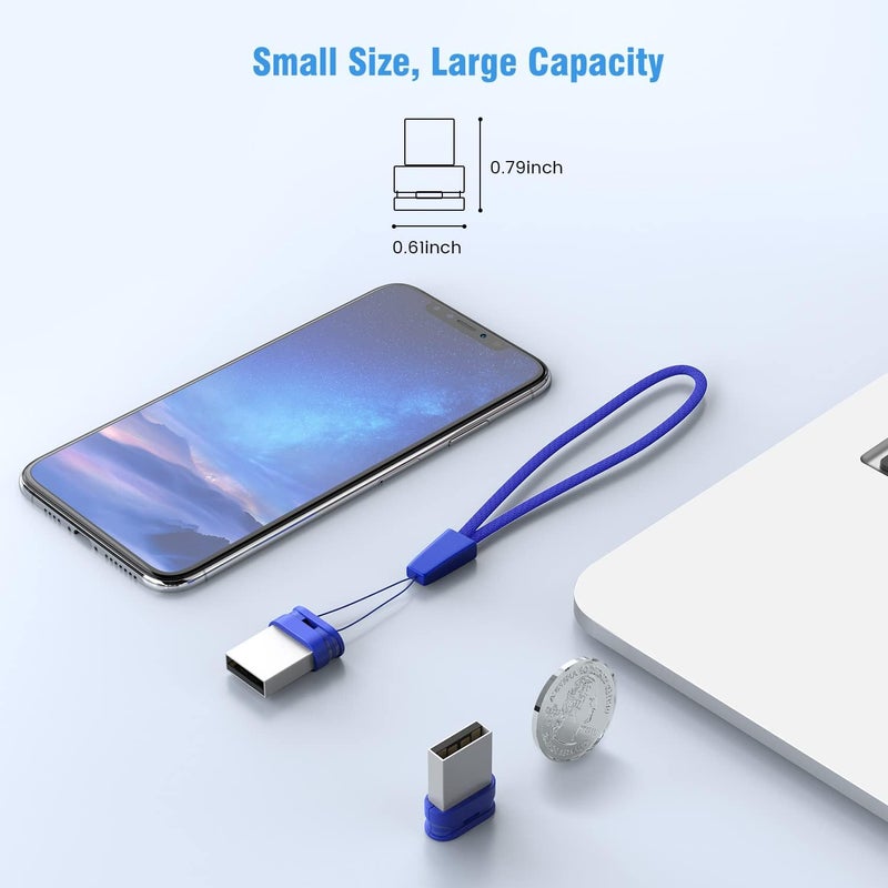 K&ZZ 16GB Mini Flash Drive 10 Pack 16 GB Small USB Flash Drives with Lanyard 16G Low Profile USB Drive Gig Thumb Drive Memory Stick (16GB, Blue) - Image 2