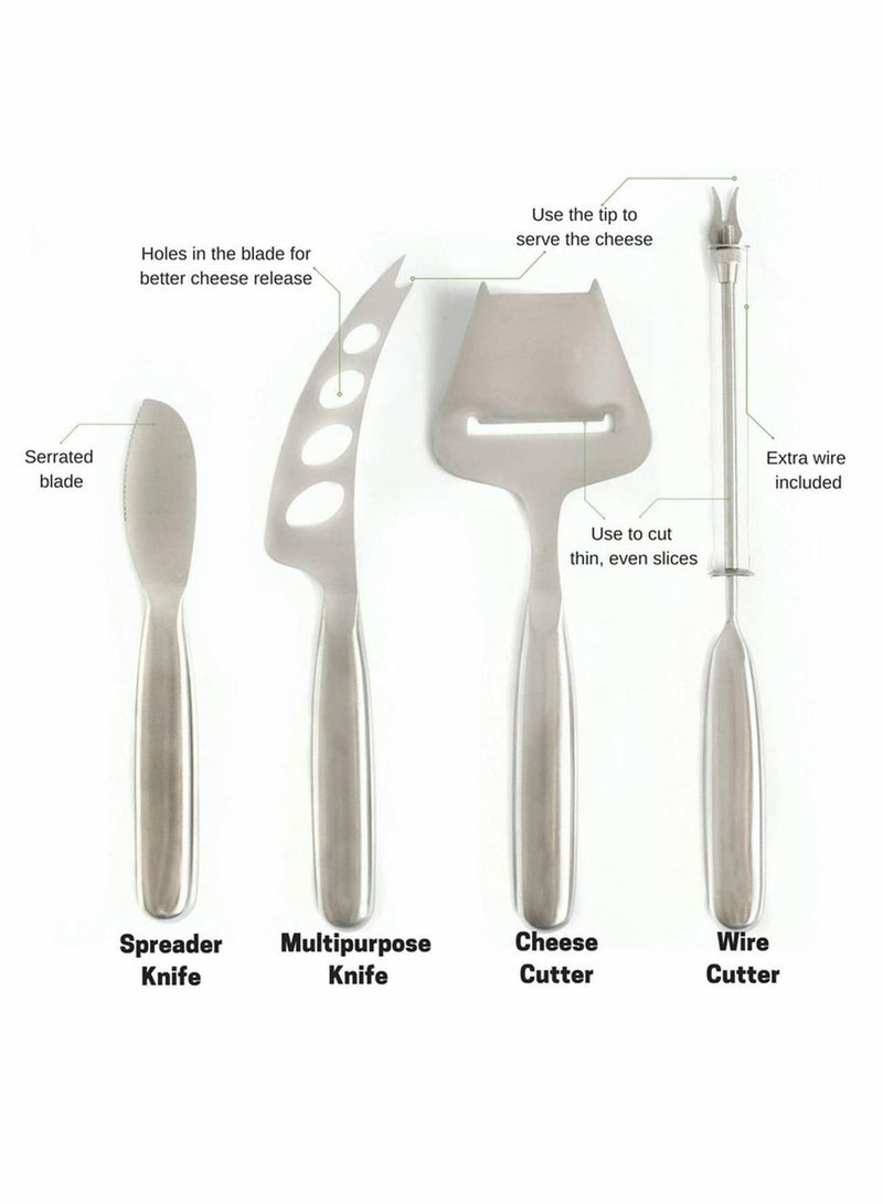 Excefore Cheese Knife Set with Handle Steel Stainless Include Cheese Wire Cutter, Cheese Spreader, Cheese Slicer and 4 Holes Cheese Knife… - Image 3