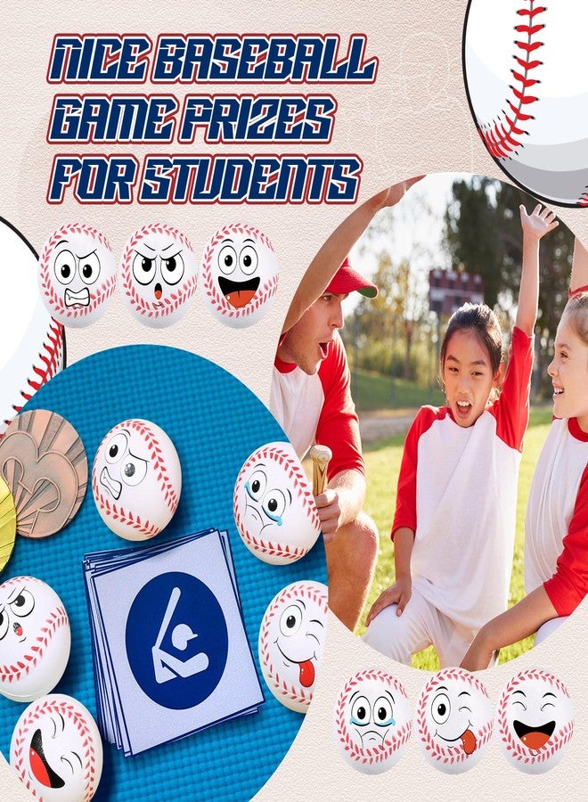 Arrowbash 12 Pcs Small Baseball Stress Balls 3.25'' Mini Face Squeeze Foam Balls for Stress and Anxiety Relief and Sport Party Favors Birthday Gift Decoration - Image 4