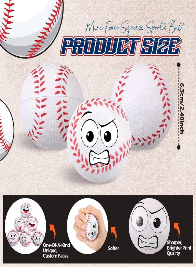 Arrowbash 12 Pcs Small Baseball Stress Balls 3.25'' Mini Face Squeeze Foam Balls for Stress and Anxiety Relief and Sport Party Favors Birthday Gift Decoration - Image 5