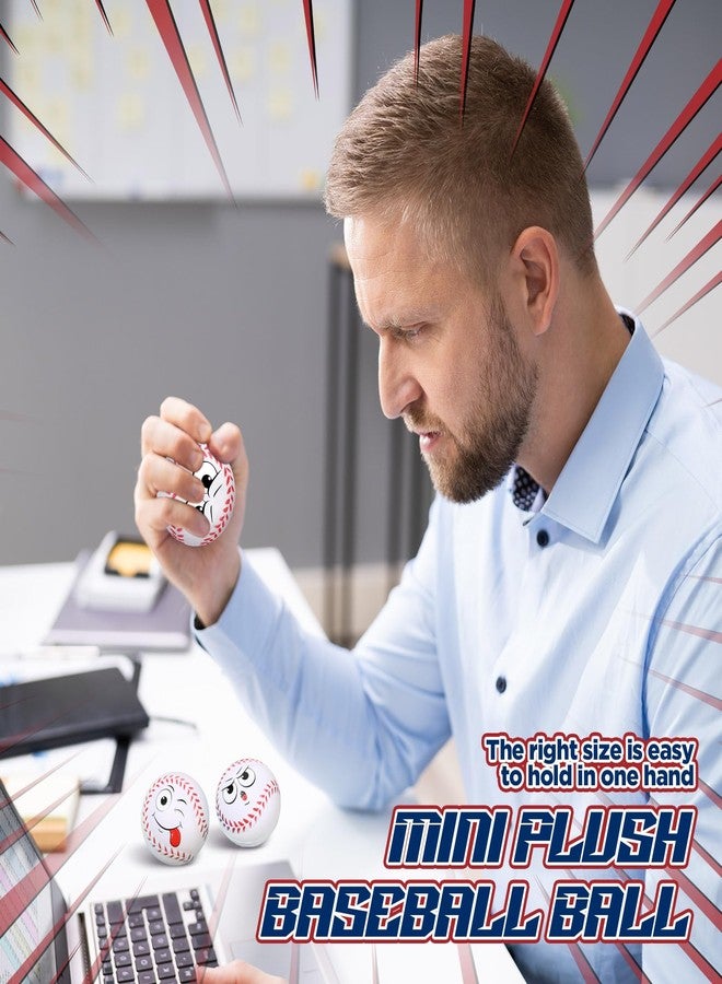 Arrowbash 12 Pcs Small Baseball Stress Balls 3.25'' Mini Face Squeeze Foam Balls for Stress and Anxiety Relief and Sport Party Favors Birthday Gift Decoration - Image 2