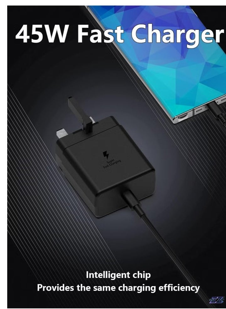 ELTRAZONE Official 45W Travel Adapter – Super-Fast Charging (UK Plug with USB Type-C Cable), Black – Compatible with Samsung Galaxy & Other USB-C Devices - Image 2