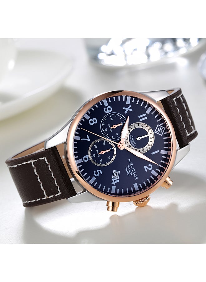 KARL KELLER Men's Chronograph Round Shape Leather Wrist Watch KKAV8203 - 43 Mm  - Image 2