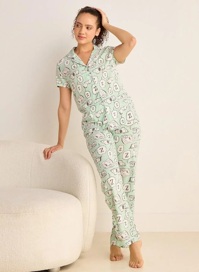 سبلاش فيڤ طقم بيجاما وقميص بطبعة سنوبي