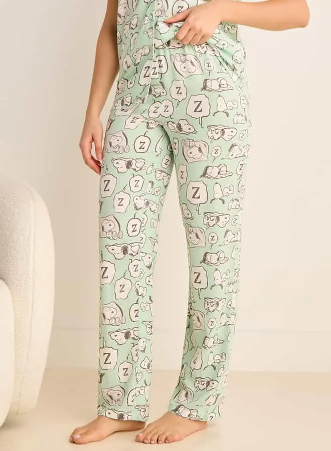 Splash FAV Snoopy Print Shirt and Pyjama Set