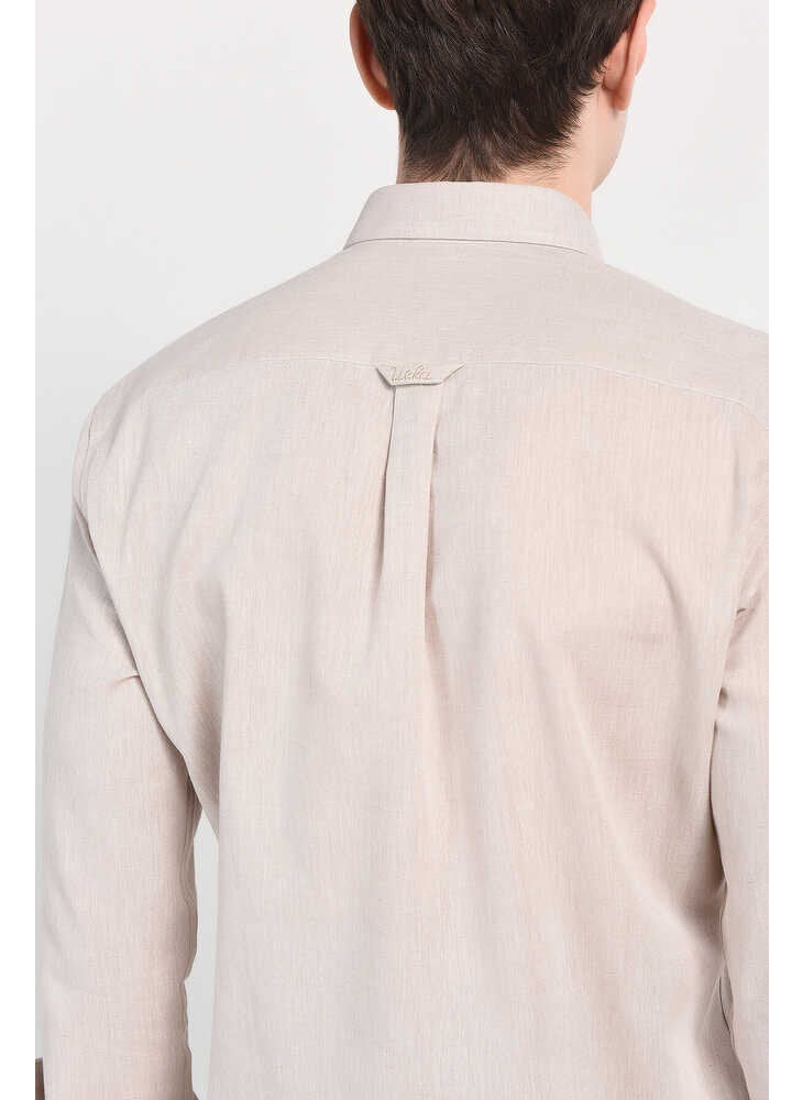 UCLA Jacquez Beige Linen Embroidered Standard Men's Shirt  - Image 5