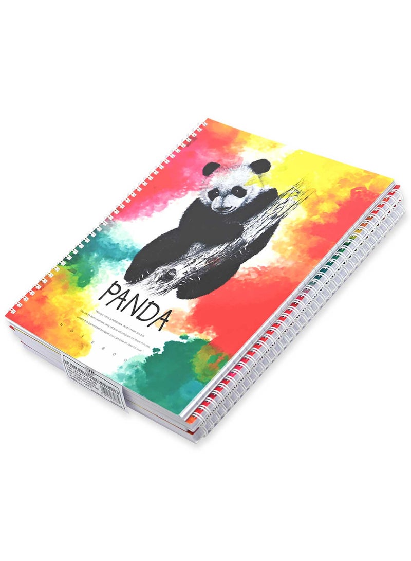 FIS Pack Of 5 Spiral Soft Cover Notebook, 96 Sheets A4 Panda Design 3 -FSNBSSCA496-PAN3 - Image 3