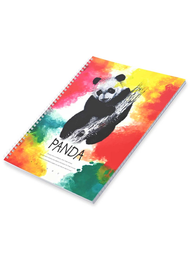 FIS Pack Of 5 Spiral Soft Cover Notebook, 96 Sheets A4 Panda Design 3 -FSNBSSCA496-PAN3 - Image 1
