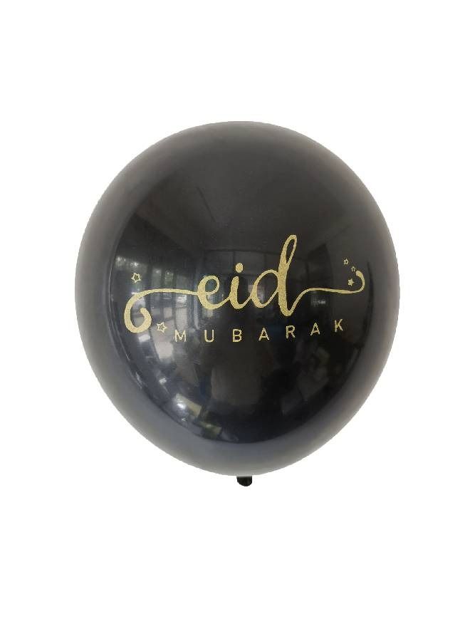 ThePartyPopper Eid Mubarak printed Latex balloon Black pack of 10 